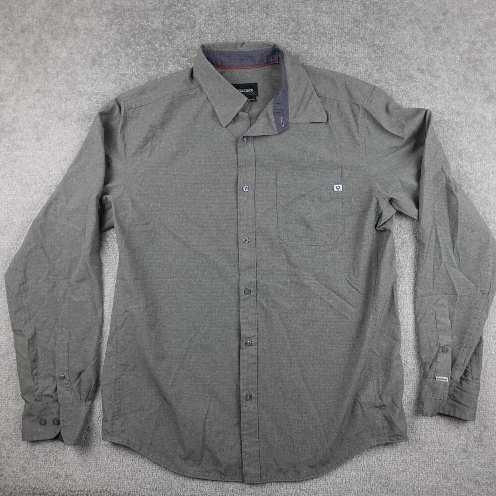 Marmot Shirt Men's M Medium Gray Long Sleeve Button Up Casual For Life